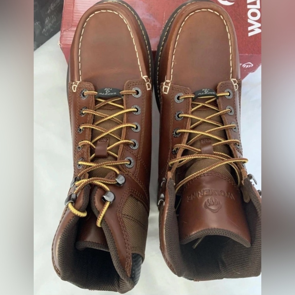 Men's Boots- Wolverine Work Leather Boots - Picture 4 of 5